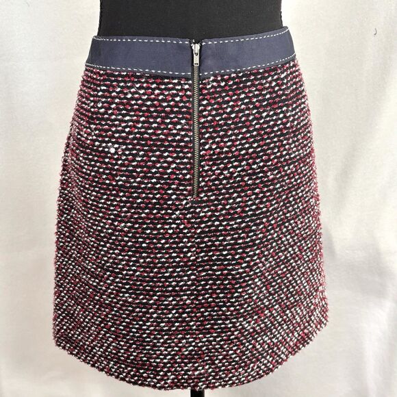 TOMMY HILFIGER Tweed Mini Skirt Blue Red Mix Lined - Picture 3 of 9